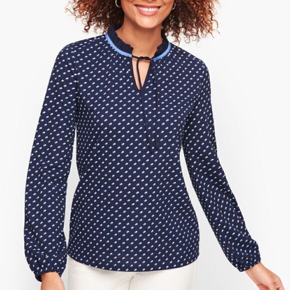 Talbots Tie Neck Pleated Top Size MP - Picture 1 of 7